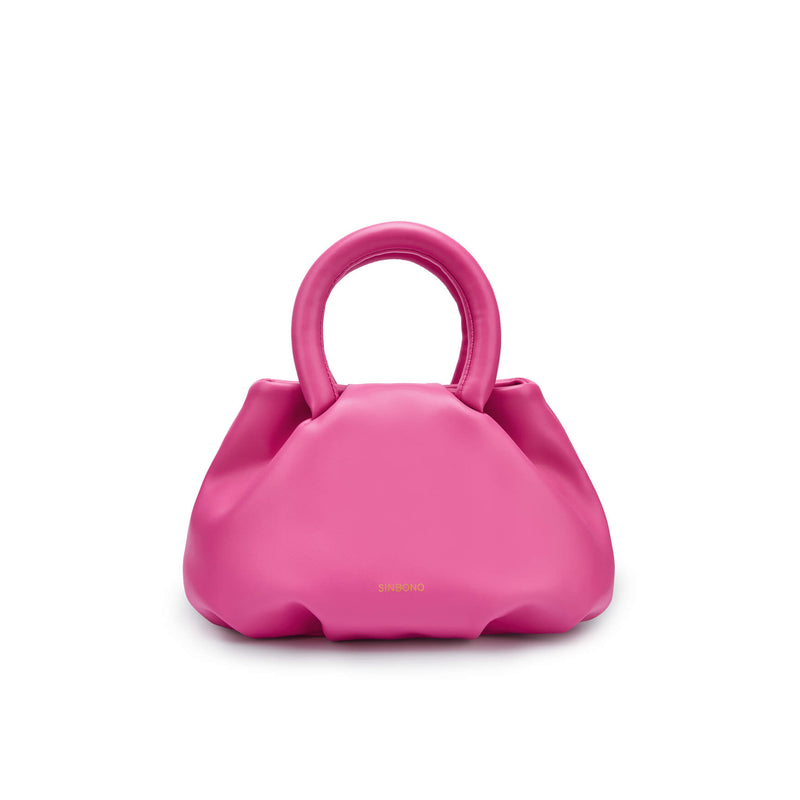 SINBONO Gal Bright Pink Leather Handbags -Vegan Leather Women Bag
